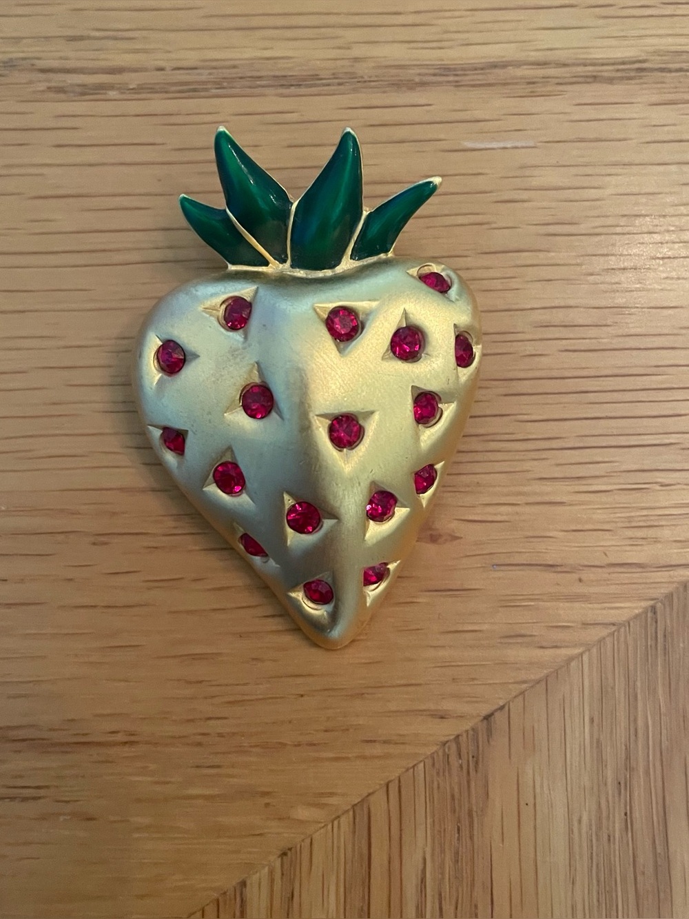 Vintage Givenchy Stamped Gold Tone Strawberry Brooch